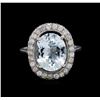 Image 2 : 3.73 ctw Aquamarine And Diamond Ring - 14KT White Gold