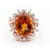 Image 1 : 6.21 Carat Oval Cut Madeira Citrine Diamond Engagement Ring in 14k Rose Gold