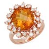 Image 4 : 6.21 Carat Oval Cut Madeira Citrine Diamond Engagement Ring in 14k Rose Gold