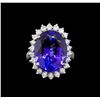 Image 2 : GIA Cert 11.40 ctw Tanzanite and Diamond Ring - 14KT White Gold