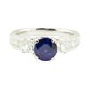 Image 2 : 2.38 ctw Round Brilliant Blue Sapphire And Diamond Ring - 18KT White Gold