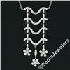 Image 2 : 18kt White Gold 1.15 ctw Black Onyx and Diamond Flower Dangle Pendant Necklace