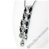 Image 4 : 18kt White Gold 1.15 ctw Black Onyx and Diamond Flower Dangle Pendant Necklace