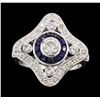 Image 2 : 0.76 ctw Diamond Ring And Sapphire Ring- 18KT White Gold