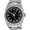 Image 2 : Rolex Mens Stainless Steel Black String Diamond 36MM Datejust Wristwatch