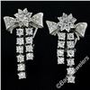 Image 3 : Vintage 18kt White Gold 2.45 ctw Round Diamond Bow Ribbon Dangle Earrings