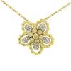 Image 2 : 18k Yellow and White Gold 1.22 ctw Diamond Cluster Flower Pendant Necklace