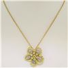 Image 4 : 18k Yellow and White Gold 1.22 ctw Diamond Cluster Flower Pendant Necklace