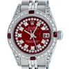 Image 2 : Rolex Ladies Stainless Steel 26MM Red Diamond Lugs Datejust Wristwatch