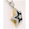 Image 3 : 18kt Gold 1.10 ctw Diamond Star Pendant Necklace with Blue and Gold Enamel