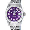 Image 2 : Rolex Ladies Stainless Steel Purple Diamond Quickset Datejust Wristwatch