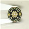 Image 4 : 14K Yellow Gold Diamond Black Blue Green Yellow Enamel Dome Flower Ring