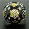 Image 6 : 14K Yellow Gold Diamond Black Blue Green Yellow Enamel Dome Flower Ring