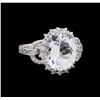 Image 1 : 4.27 ctw Aquamarine and Diamond Ring - 14KT White Gold