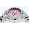 Image 4 : Rolex Ladies Stainless Steel Pink Diamond & Emerald Datejust Wristwatch