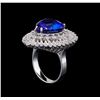 Image 4 : GIA Cert 11.22 ctw Tanzanite and Diamond Ring - 14KT White Gold
