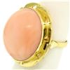 Image 2 : 18K Yellow Gold 21x18mm Oval Cabochon Pink Angel Skin Coral Large Cocktail Ring