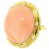 Image 3 : 18K Yellow Gold 21x18mm Oval Cabochon Pink Angel Skin Coral Large Cocktail Ring