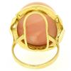 Image 4 : 18K Yellow Gold 21x18mm Oval Cabochon Pink Angel Skin Coral Large Cocktail Ring