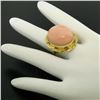 Image 6 : 18K Yellow Gold 21x18mm Oval Cabochon Pink Angel Skin Coral Large Cocktail Ring