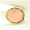 Image 7 : 18K Yellow Gold 21x18mm Oval Cabochon Pink Angel Skin Coral Large Cocktail Ring