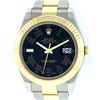 Image 1 : Rolex Mens Yellow Gold And Stainless Steel 41MM Black Roman Datejust 2 Wristwatc