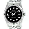 Image 2 : Rolex Mens Stainless Steel Slate Black Diamond & Emerald Datejust Wristwatch