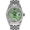 Image 2 : Rolex Mens Stainless Steel Green MOP Baguette Diamond & Emerald 36MM Datejust Wr