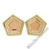 Image 1 : New 14kt Rose, White, and Yellow Gold Stone Finished Tiered Pentagon Stud Earrin