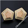 Image 2 : New 14kt Rose, White, and Yellow Gold Stone Finished Tiered Pentagon Stud Earrin