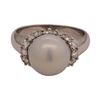 Image 2 : 0.40 ctw Diamond and Pearl Ring - 18KT White Gold