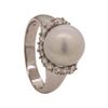 Image 4 : 0.40 ctw Diamond and Pearl Ring - 18KT White Gold