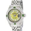 Image 2 : Rolex Ladies Stainless Steel Yellow MOP Emerald & Diamond Datejust Wristwatch