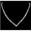 Image 2 : 14KT White Gold 11.52 ctw Tanzanite and Diamond Necklace