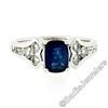 Image 1 : New 18kt White Gold 1.67 ctw Cushion Sapphire Solitaire and Diamond Tulip Ring