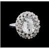 Image 1 : 4.55 ctw Aquamarine and Diamond Ring - 14KT White Gold