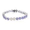 Image 1 : 14KT White Gold 14.60 ctw Tanzanite and Diamond Bracelet