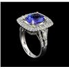 Image 4 : 3.86 ctw Tanzanite and Diamond Ring - 14KT White Gold