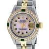 Image 1 : Rolex Ladies 2 Tone 14K Pink MOP Sapphire & Emerald Datejust Wriswatch
