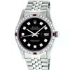 Image 1 : Rolex Mens Stainless Steel Black Diamond & Ruby 36MM Datejust Wristwatch