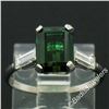 Image 2 : Vintage 18kt White Gold 2.62 ctw Green Tourmaline Solitaire and Diamond Ring