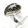 Image 5 : 10kt White Gold 3.10 ctw Brown and White Diamond Leaf Heart Cluster Ring