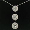 Image 2 : Vintage 18K White Gold 2.59 ctw 3 Rose Cut Diamond Drop Pendant w/ Triple Halo