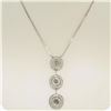 Image 4 : Vintage 18K White Gold 2.59 ctw 3 Rose Cut Diamond Drop Pendant w/ Triple Halo