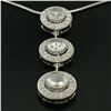 Image 7 : Vintage 18K White Gold 2.59 ctw 3 Rose Cut Diamond Drop Pendant w/ Triple Halo