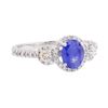 Image 1 : 1.64 ctw Sapphire And Diamond Ring - 18KT White Gold