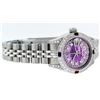 Image 3 : Rolex Ladies Stainless Steel Quickset Purple MOP Diamond Lugs Datejust Wristwatc