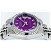Image 5 : Rolex Ladies Stainless Steel Purple Diamond & Sapphire Datejust Wristwatch