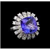 Image 1 : GIA Cert 11.86 ctw Tanzanite and Diamond Ring - 14KT White Gold