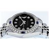 Image 4 : Rolex Ladies Stainless Steel Black Diamond & Sapphire Datejust Wristwatch